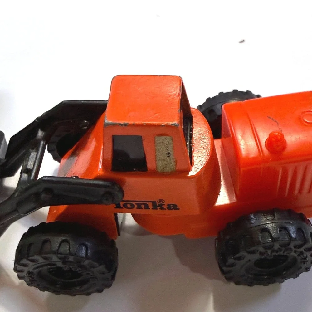 Vintage Tonka Diecast Construction Vehicle Lot Green Cement Mixer Orange Loader